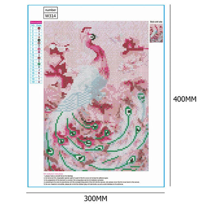 5D DIY Full Drill Diamond Painting Pink Peafowl Cross Stitch Embroidery Kit