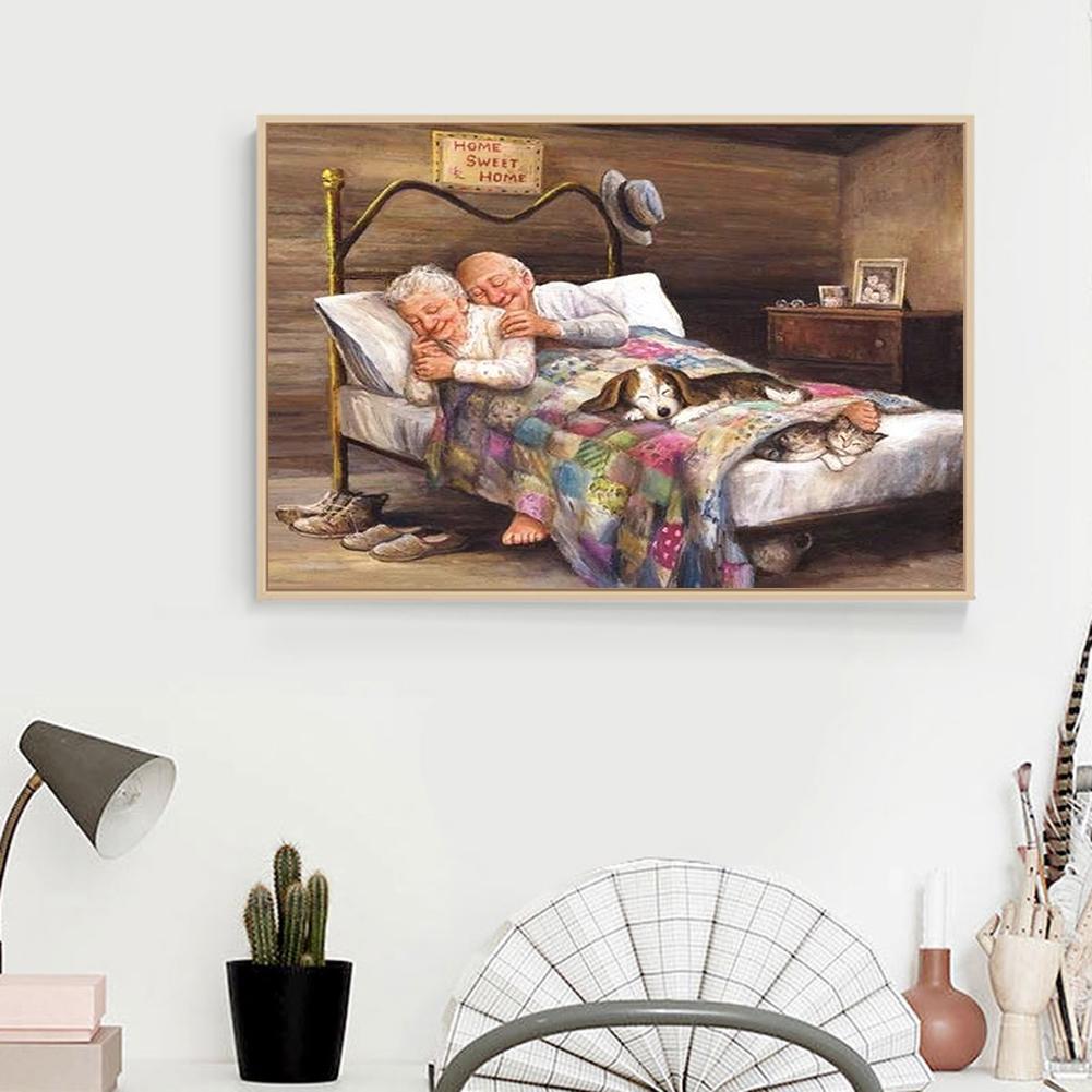 Happy Old Couple - Full Round Drill Diamond Painting