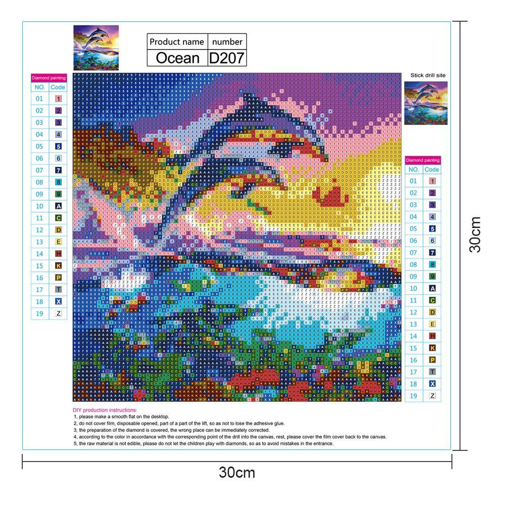 Dolphin Full Drill Round Diamond Painting Embroidery DIY Cross Stitch Decor