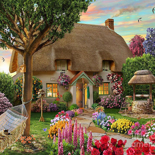 Garden Cottage - Full Round Drill Diamond Painting