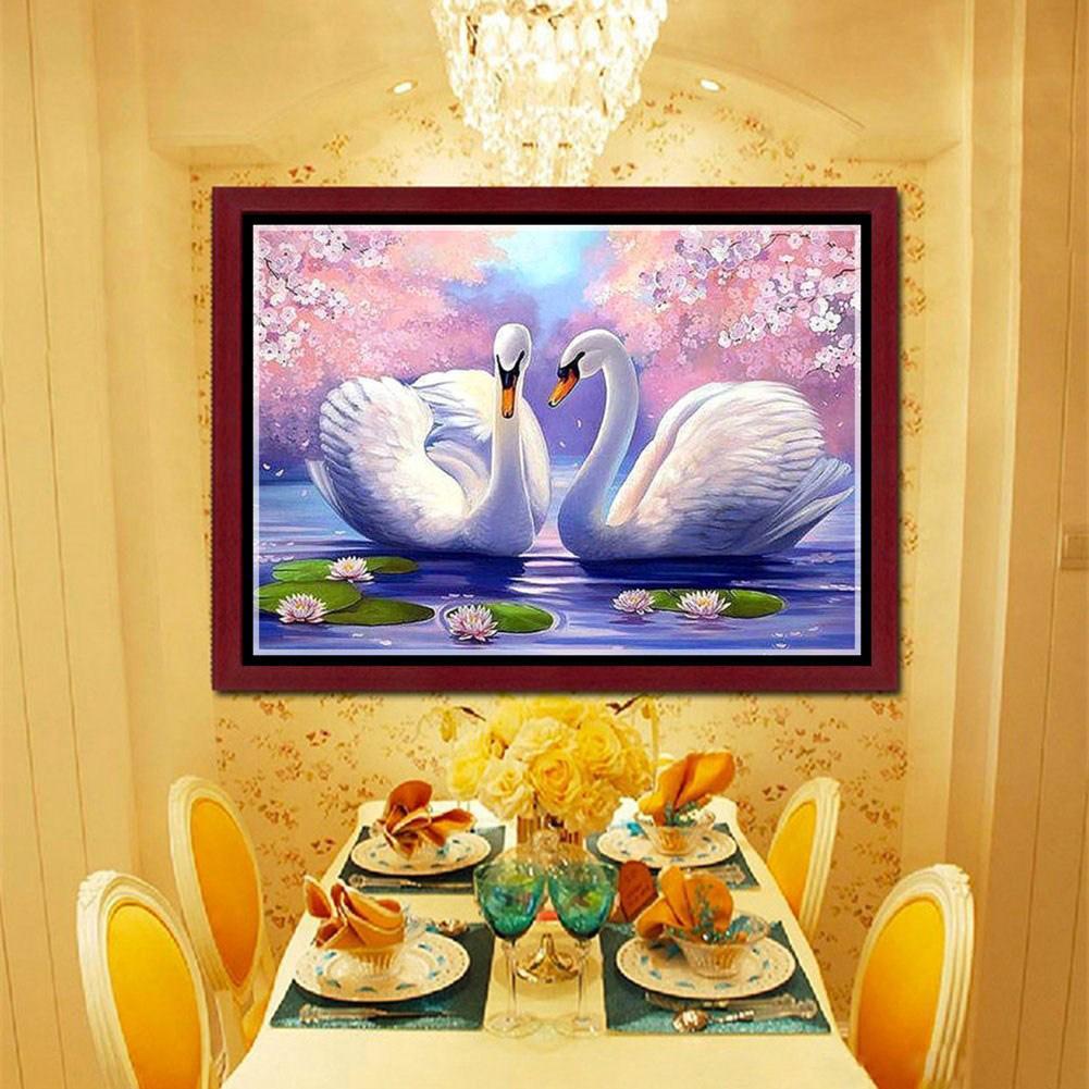 Two White Swans 5D Diamond Painting Embroidery DIY Cross Stitch Home Decor