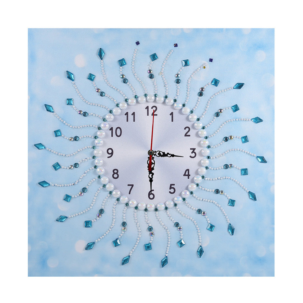 DIY Diamond Painting White Flower Wall Clock Craft Art Decor