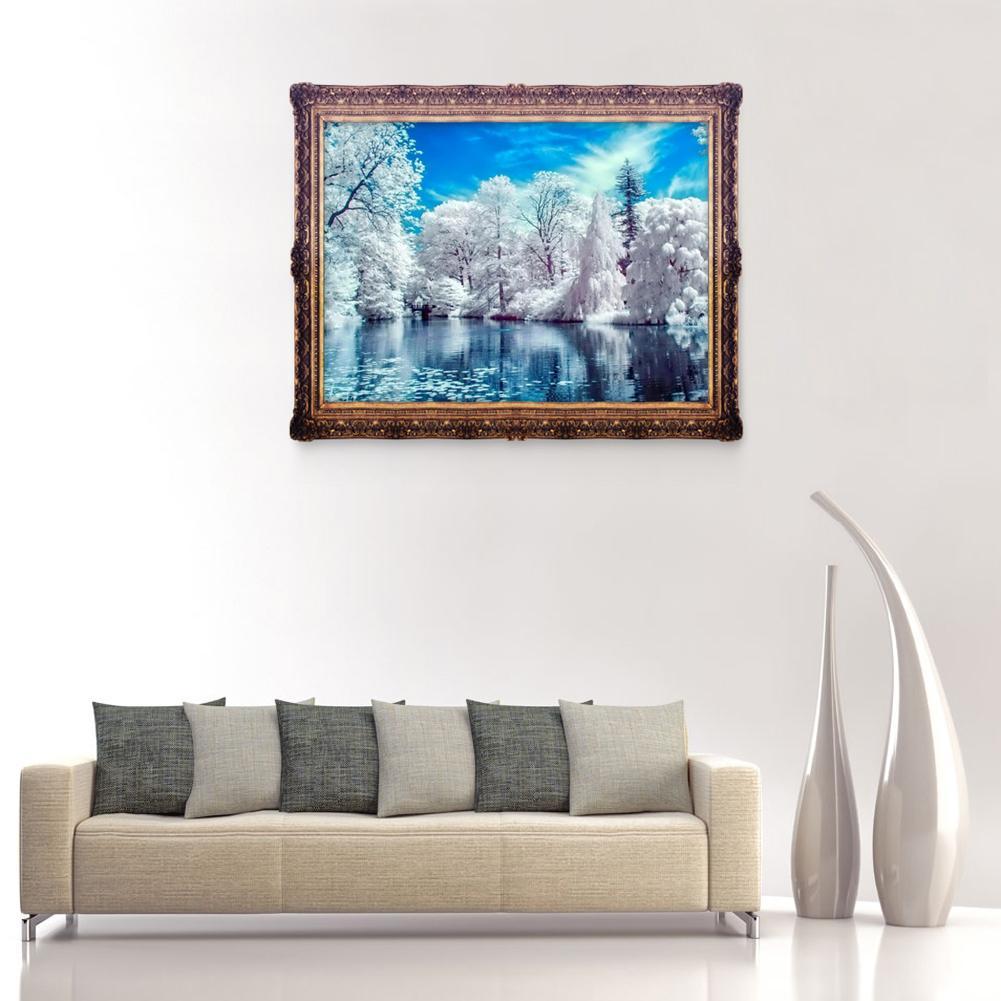 Snow Lake 5D DIY Diamond Painting Cross Stitch Embroidery Home Decor Craft