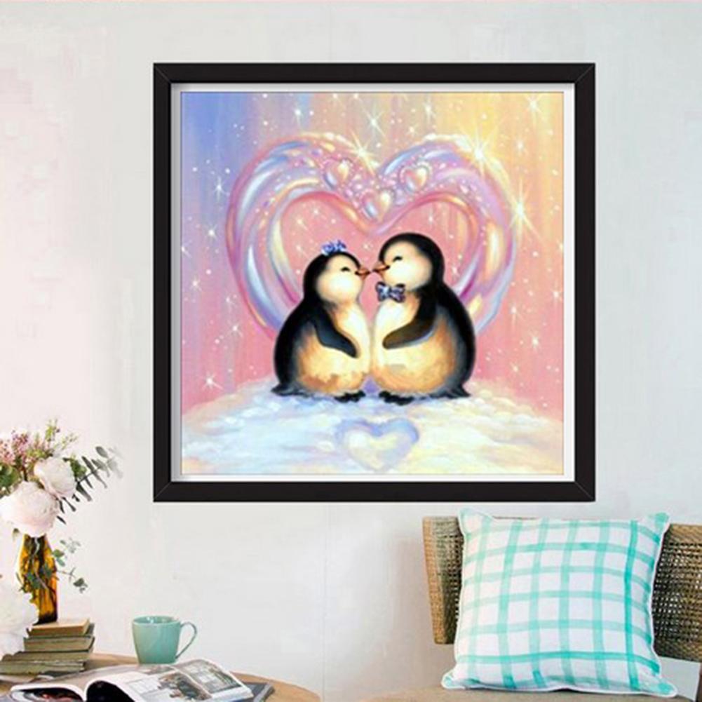 2 Penguins 5D DIY Full Drill Round Diamond Painting Embroidery Cross Stitch