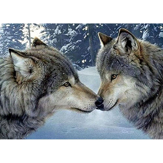 5D DIY Full Drill Diamond Painting Kissing Wolves Cross Stitch Embroidery