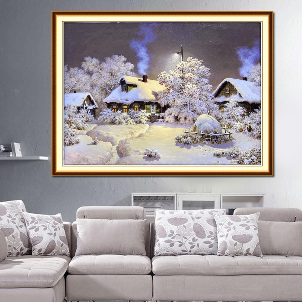 DIY 5D Diamond Snow House Painting Embroidery Home Decor Craft A