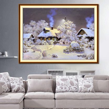 DIY 5D Diamond Snow House Painting Embroidery Home Decor Craft A
