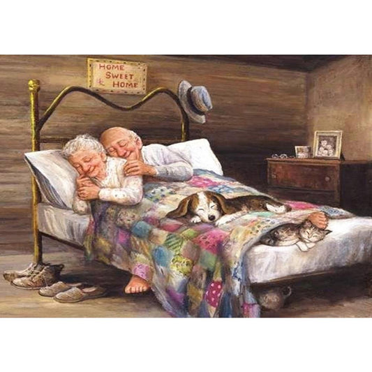 Happy Old Couple - Full Round Drill Diamond Painting