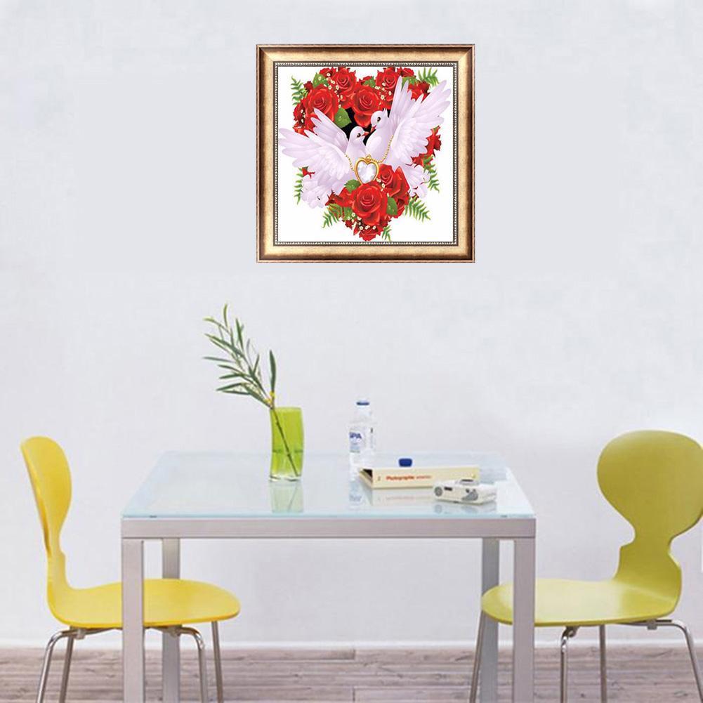 Rose Love Pigeon DIY Full Drill Diamond Painting Embroidery Cross Stitch