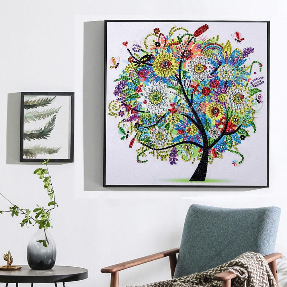 5D DIY Special Shaped Diamond Painting Colorful Tree Cross Stitch Embroider