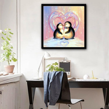 2 Penguins 5D DIY Full Drill Round Diamond Painting Embroidery Cross Stitch