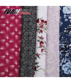 Floral pattern custom rayon cotton plain sustainable luxury single printed jersey knit fabric for dress