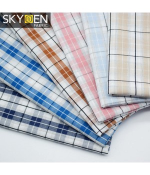 Wholesale Casual Fashion Dobby Gingham Check Shirt Fabric 100 Cotton